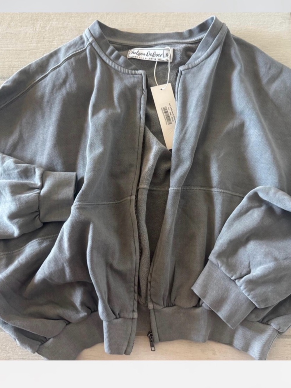 NWT Chelsea DeBoer Stella Soft Bomber Jacket Grey gray mineral wash XS - Picture 2 of 2